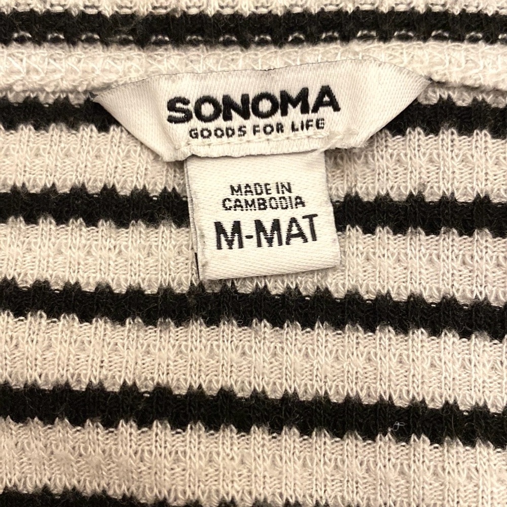 Sonoma Goods For Life White Black Striped M Casual Chic Front Knot Thermal Top - Picture 7 of 10